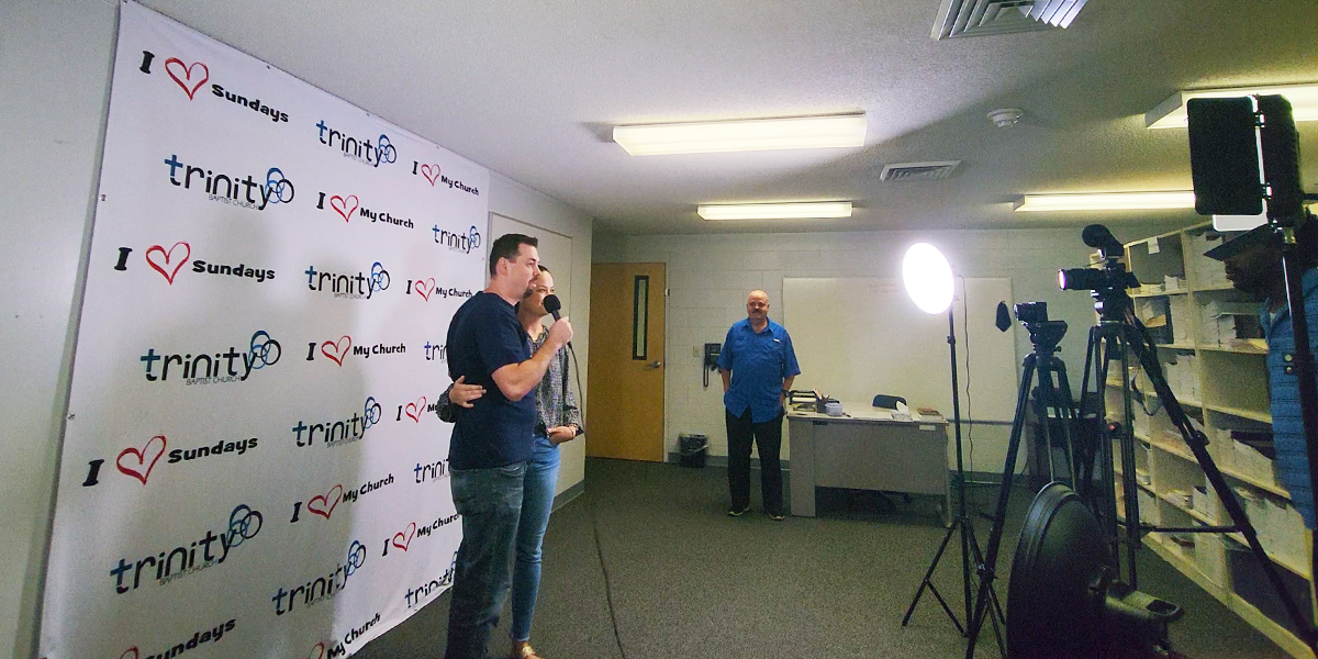 Filming testimonials for a pastor retirement video at trinity baptist church of apopka.